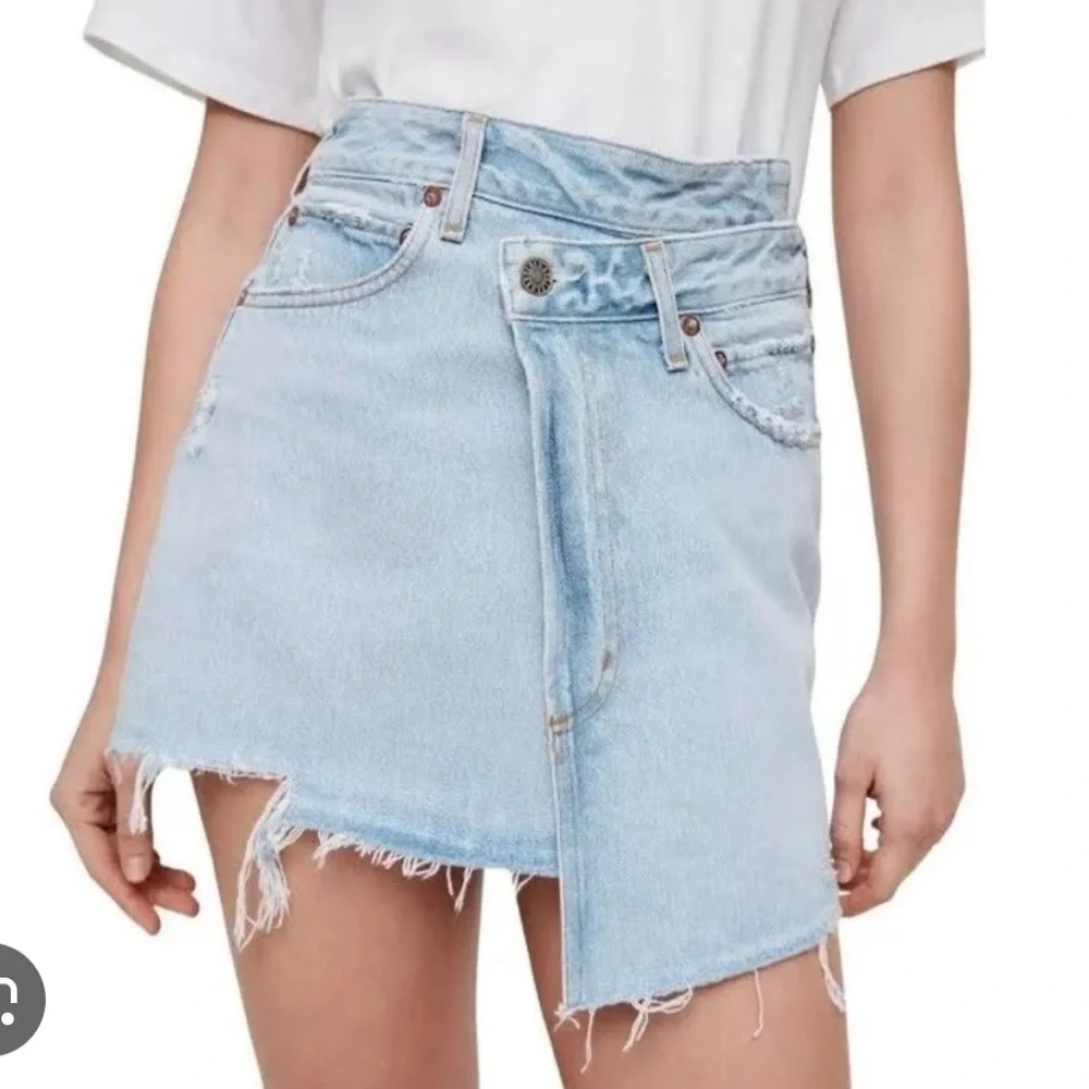 AGOLDE skirt blue Jean skirt Criss Cross Denim Mini Distressed Western